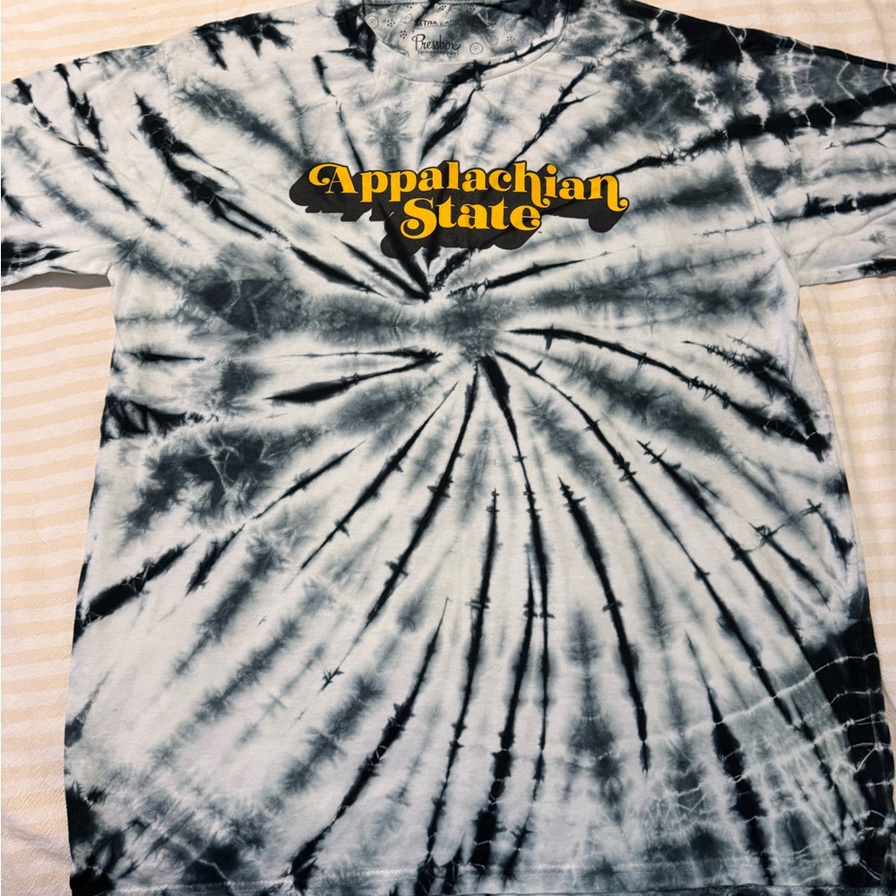 Pressbox Appalachian State Tie-Dye T-Shirt - Black, White, and Gold